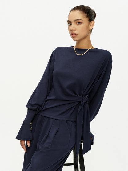 Side Tie Top & Wide Leg Pants Set