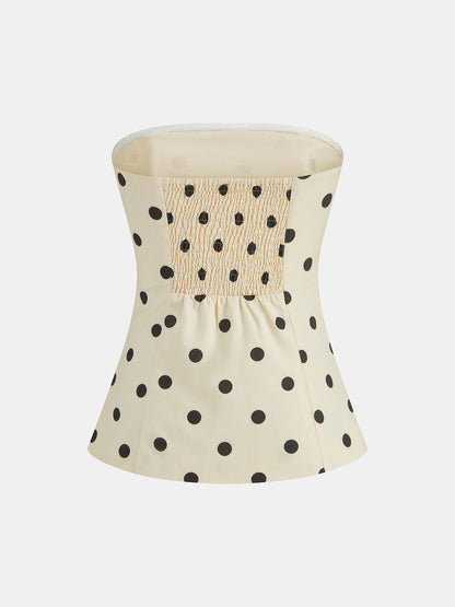 Polka Dot Strapless Top & Pants Set