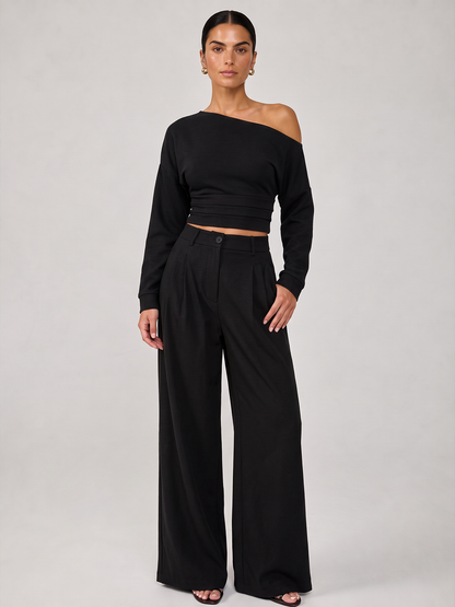 Off-Shoulder Crop Top & Pants Set