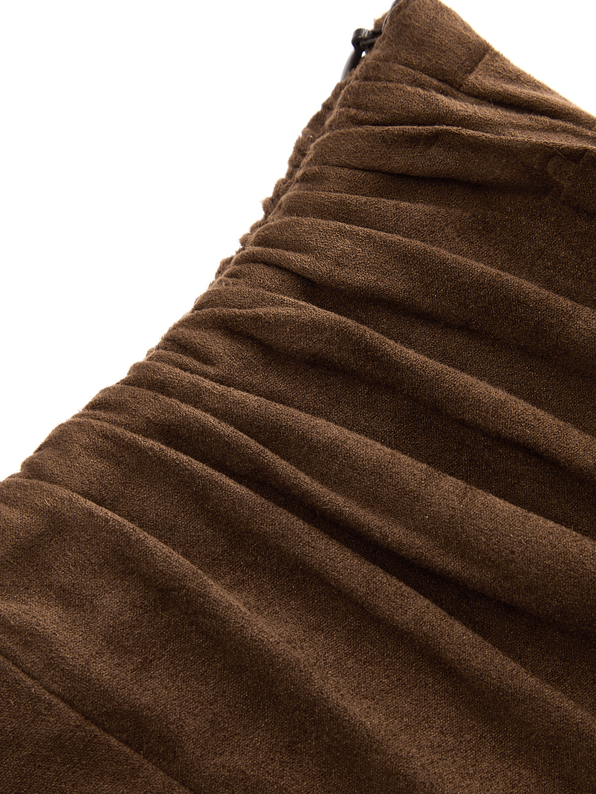 Faux Suede Ruched Asymmetrical Midi Skirt