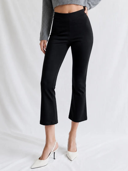 Upgraded | Solid Stretch Slim Flare Cropped Pants