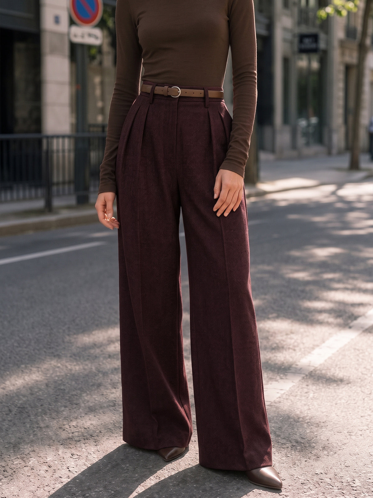 Pleated Tailored Wide‑Leg Pants
