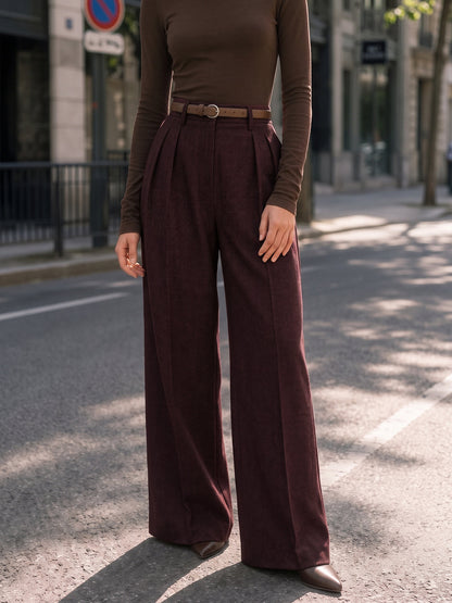 Pleated Tailored Wide‑Leg Pants