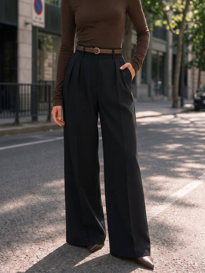 Pleated Tailored Wide‑Leg Pants