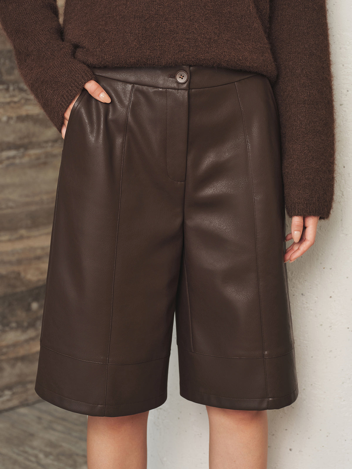 Faux Leather Bermuda Shorts
