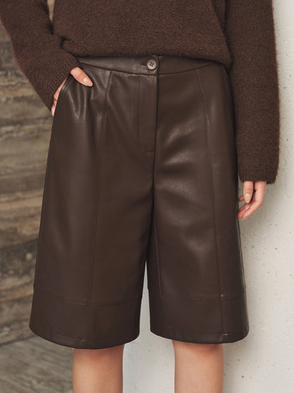 Faux Leather Bermuda Shorts