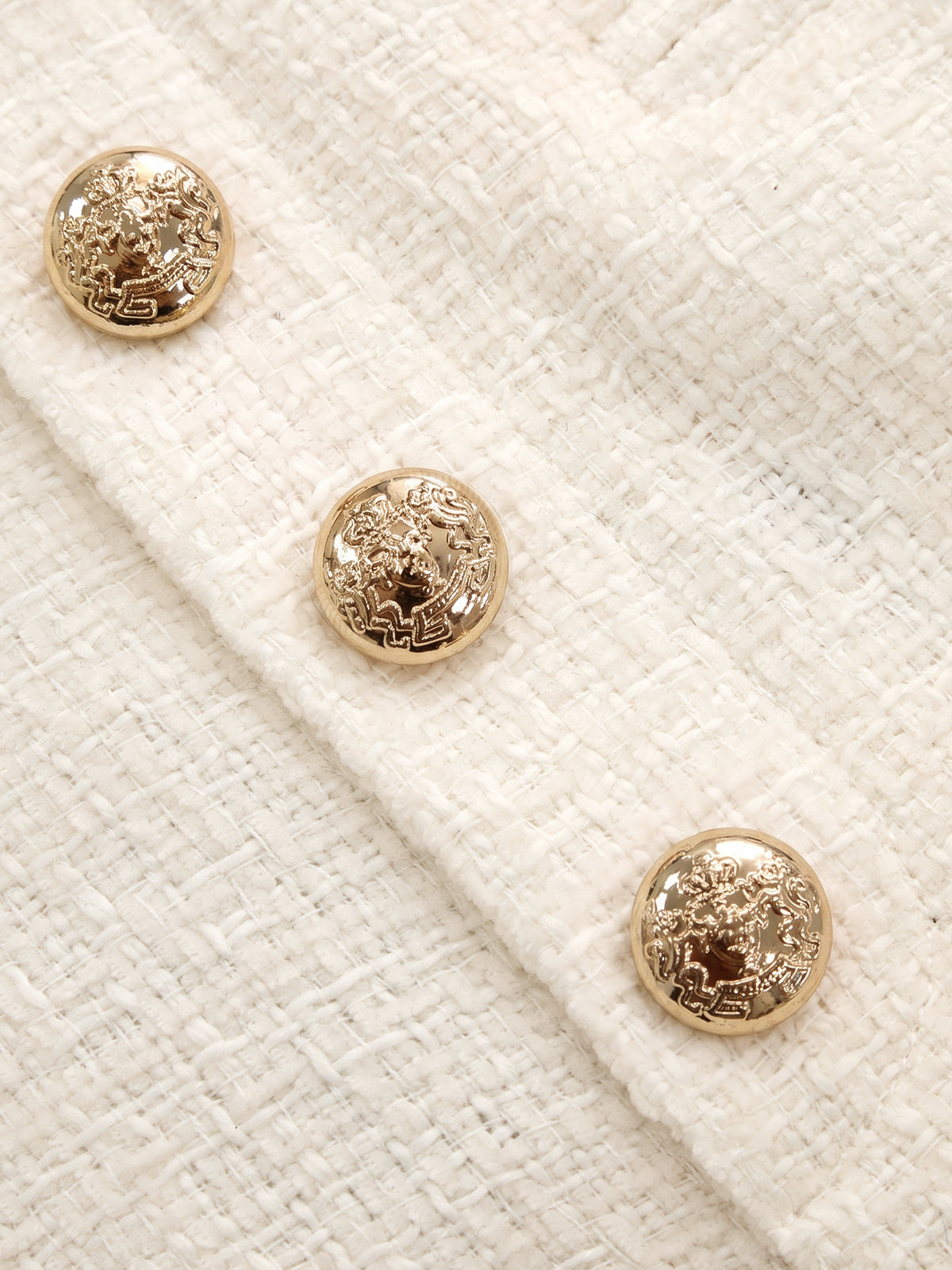 Metal Button Tweed Wide‑Leg Pants