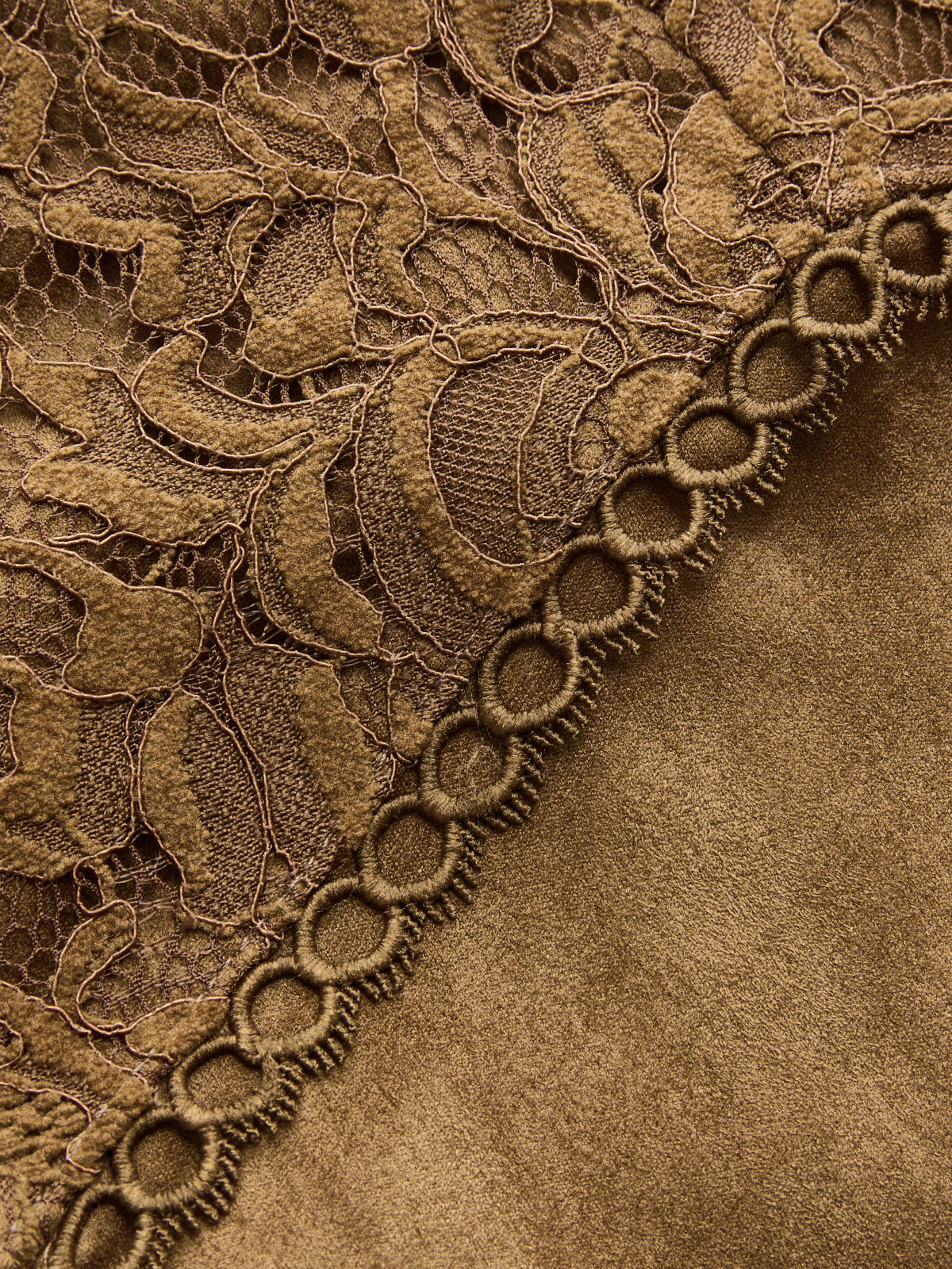 Faux Suede Lace Panel Mermaid Midi Skirt