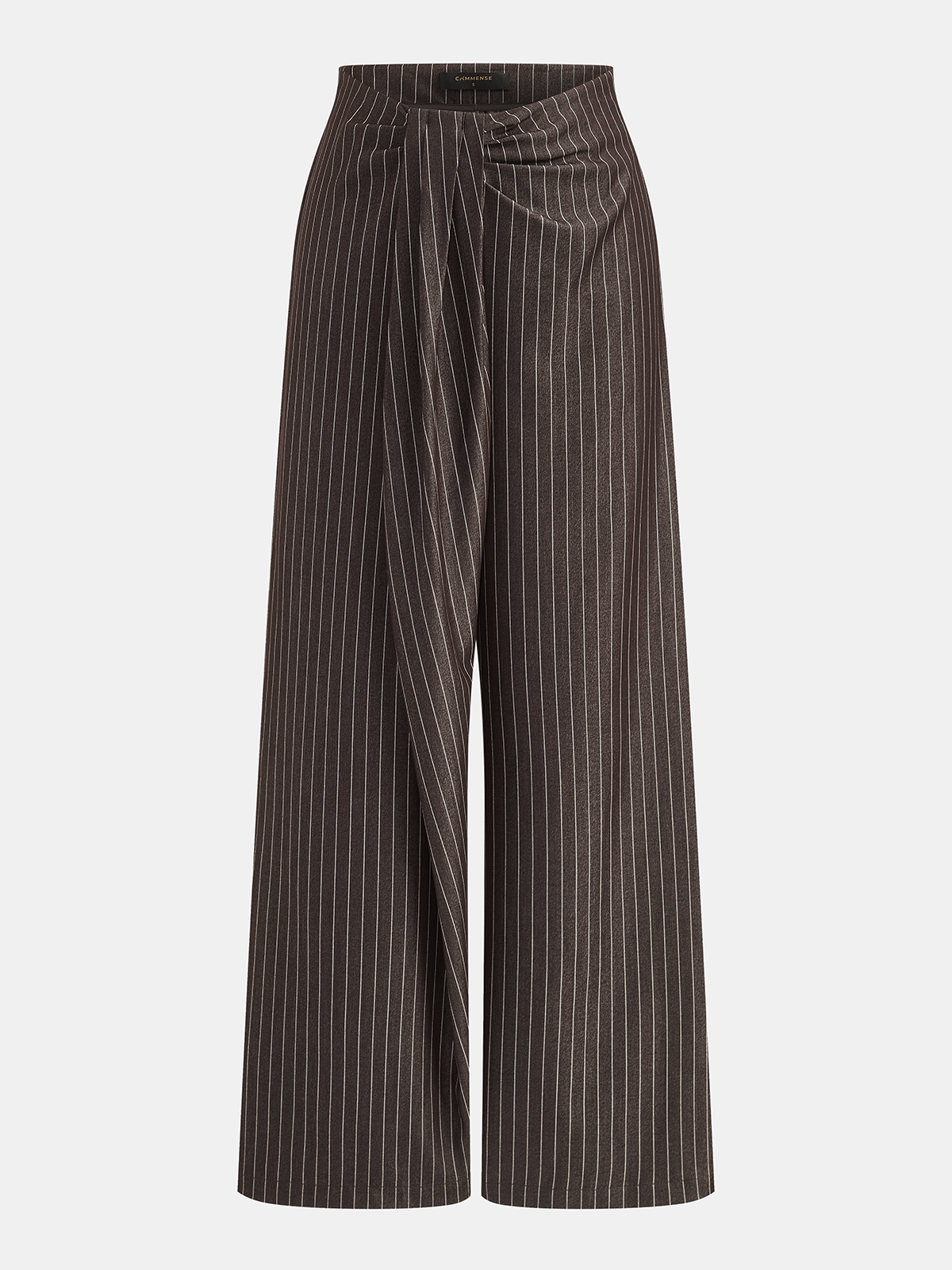 Twisted Waist Pinstripe Wide Leg Pants
