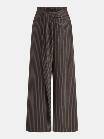 Twisted Waist Pinstripe Wide Leg Pants