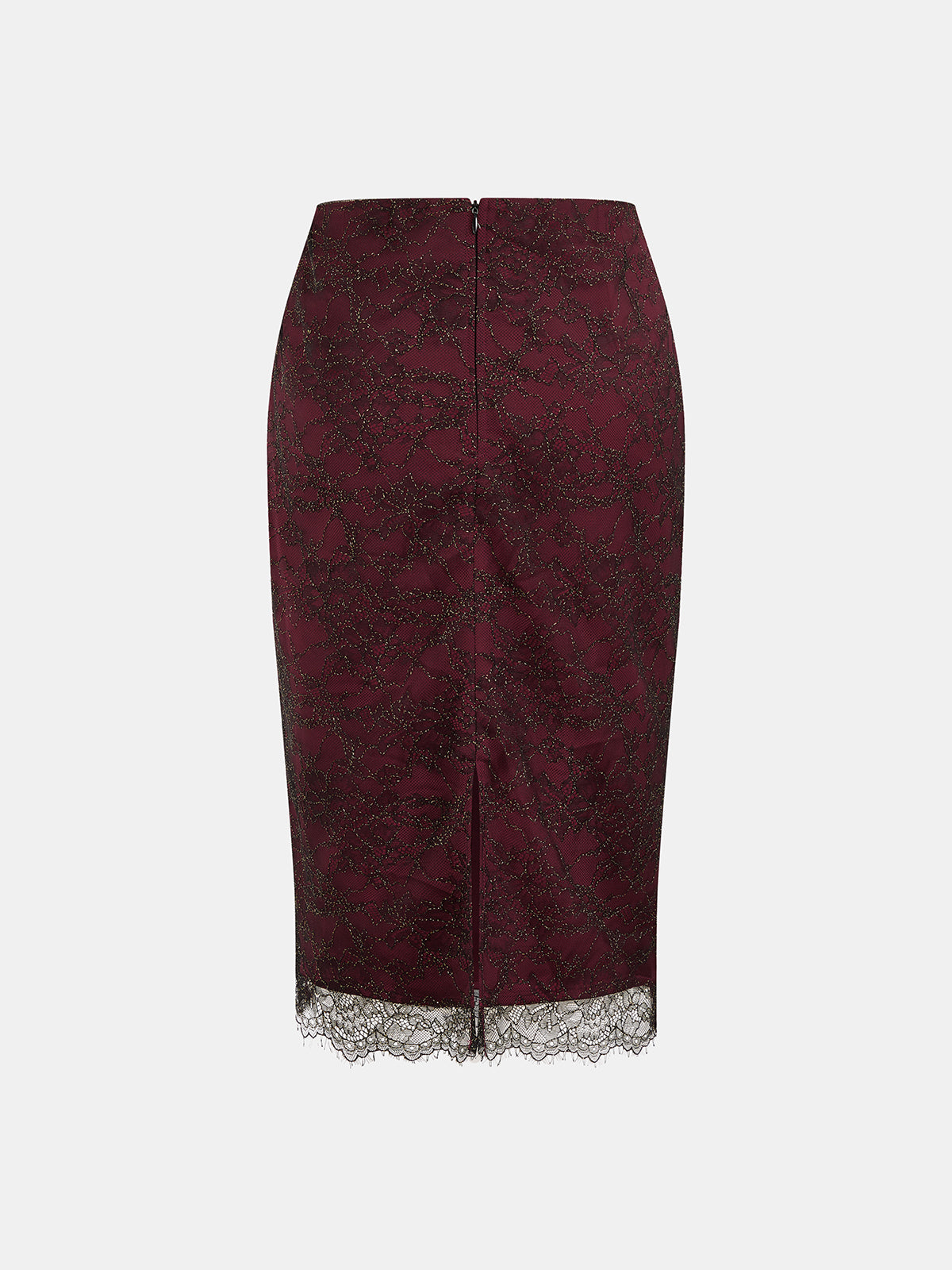 Floral Lace Pencil Midi Skirt