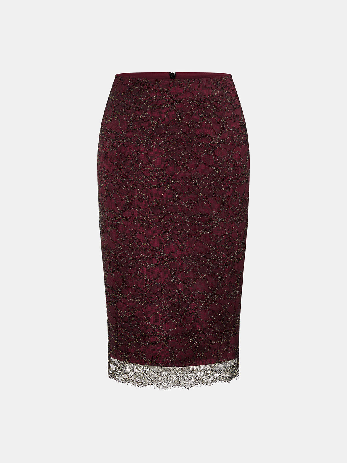 Floral Lace Pencil Midi Skirt