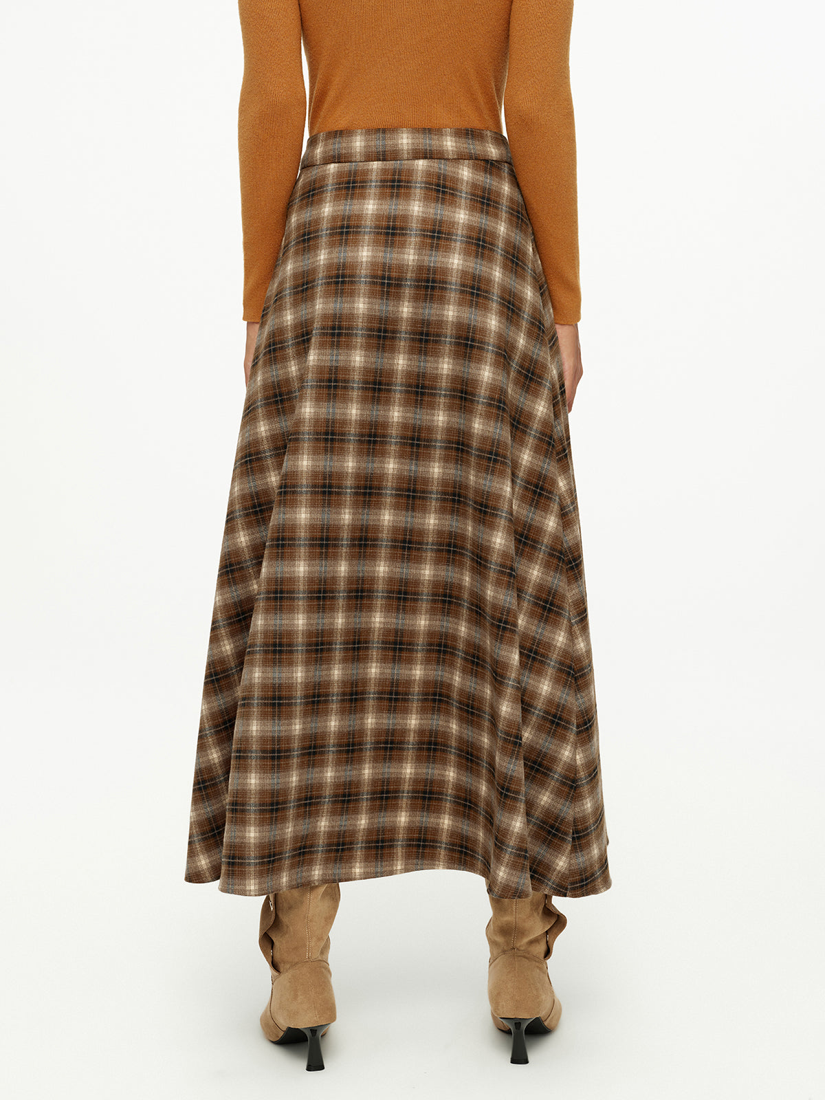 Plaid Asymmetrical Maxi Skirt