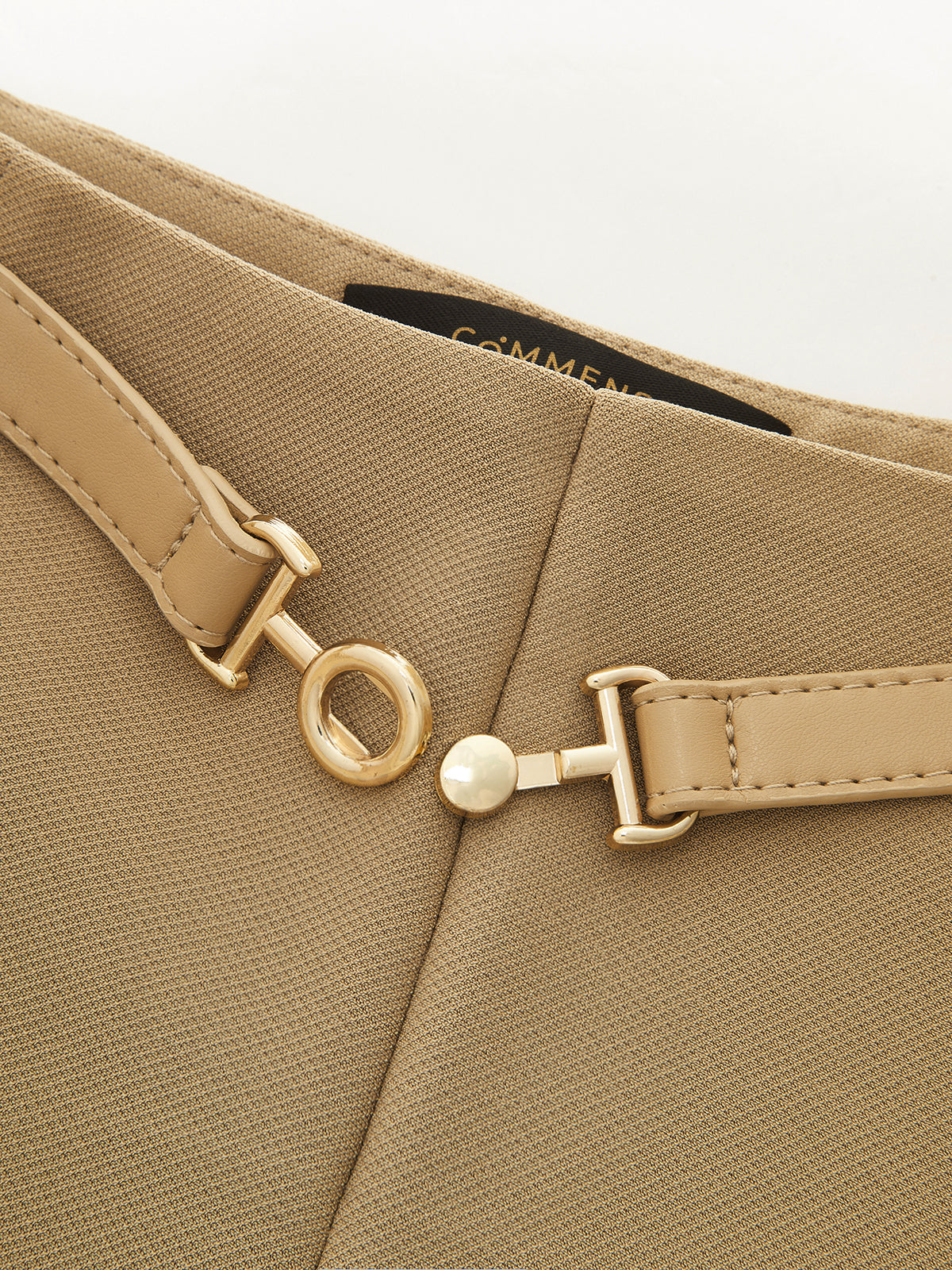 Metal Buckle Front Seam Wide Leg Pants