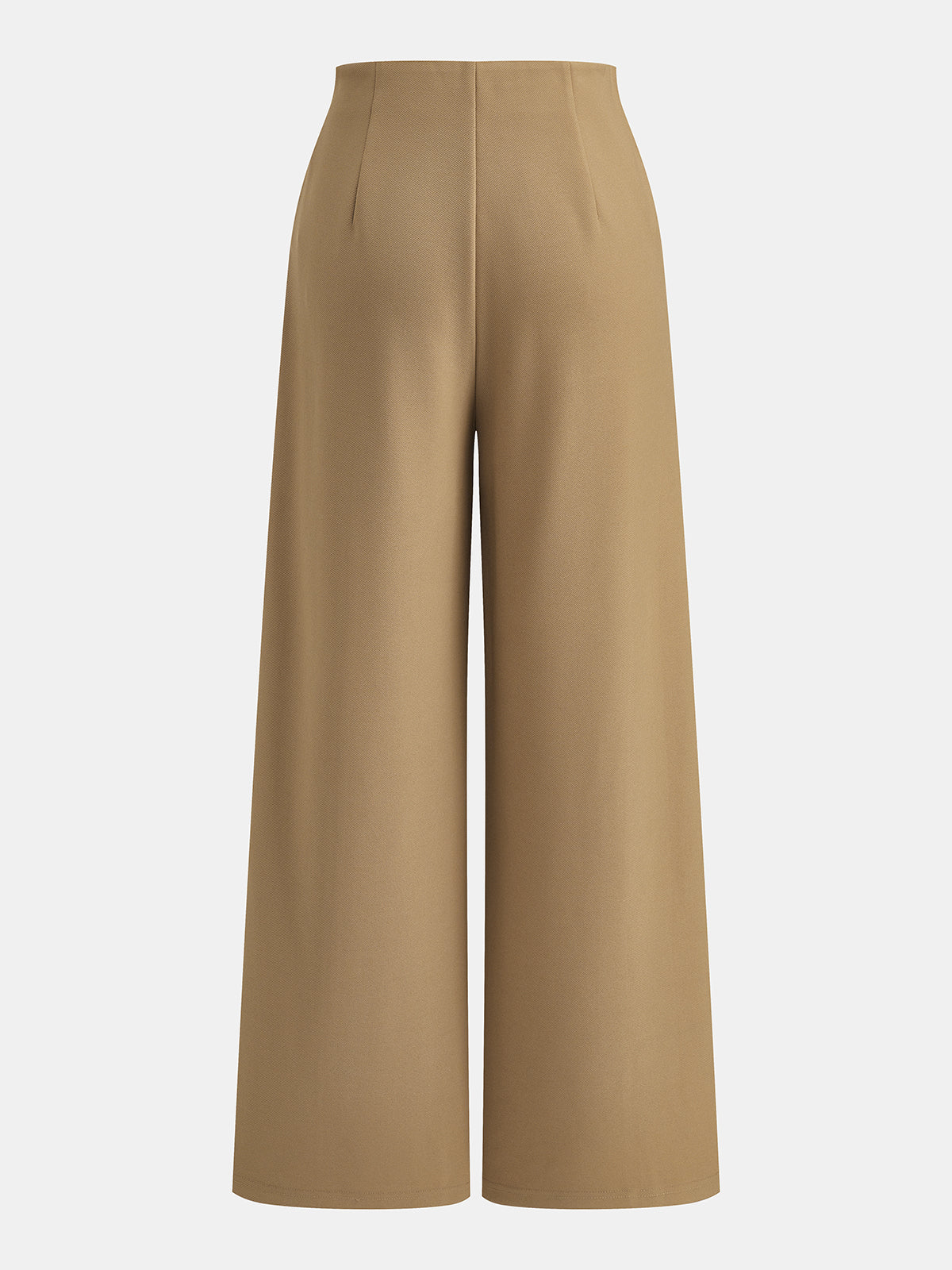 Metal Buckle Front Seam Wide Leg Pants