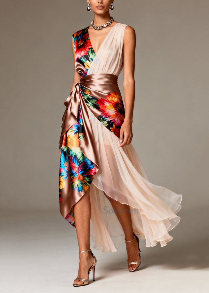 Elowen Patchwork Tulle Silk Party Dress