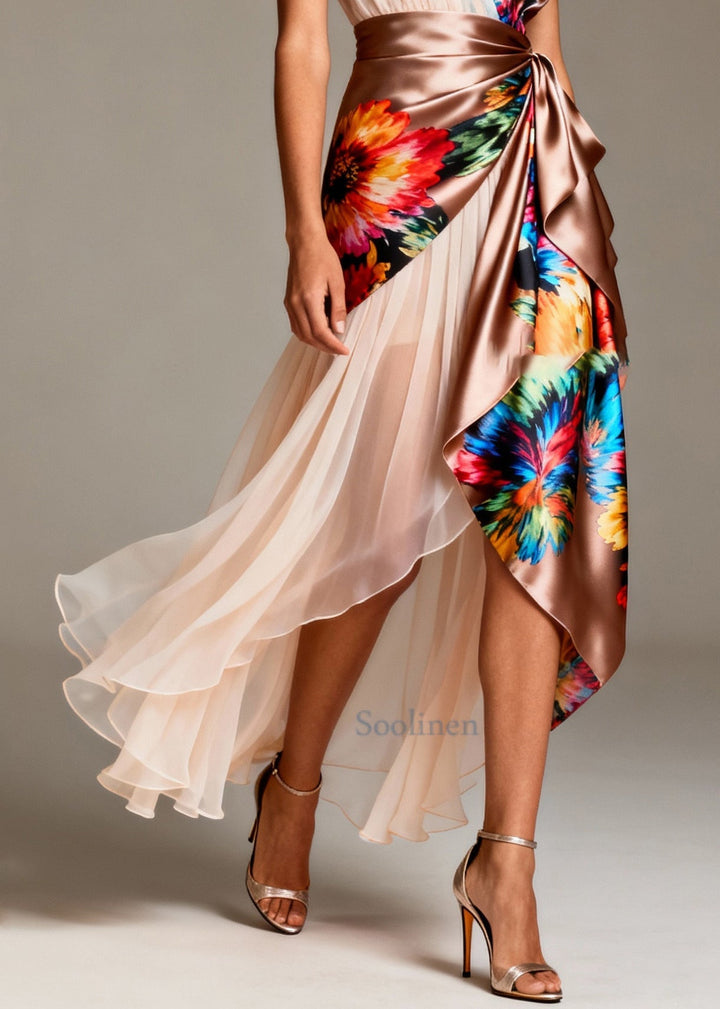 Elowen Patchwork Tulle Silk Party Dress