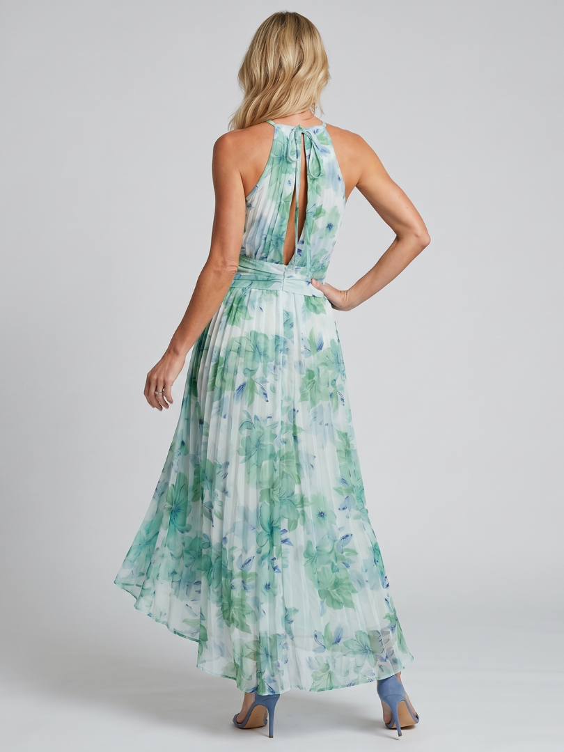Elowen Pleated Floral Halter Midi Dress