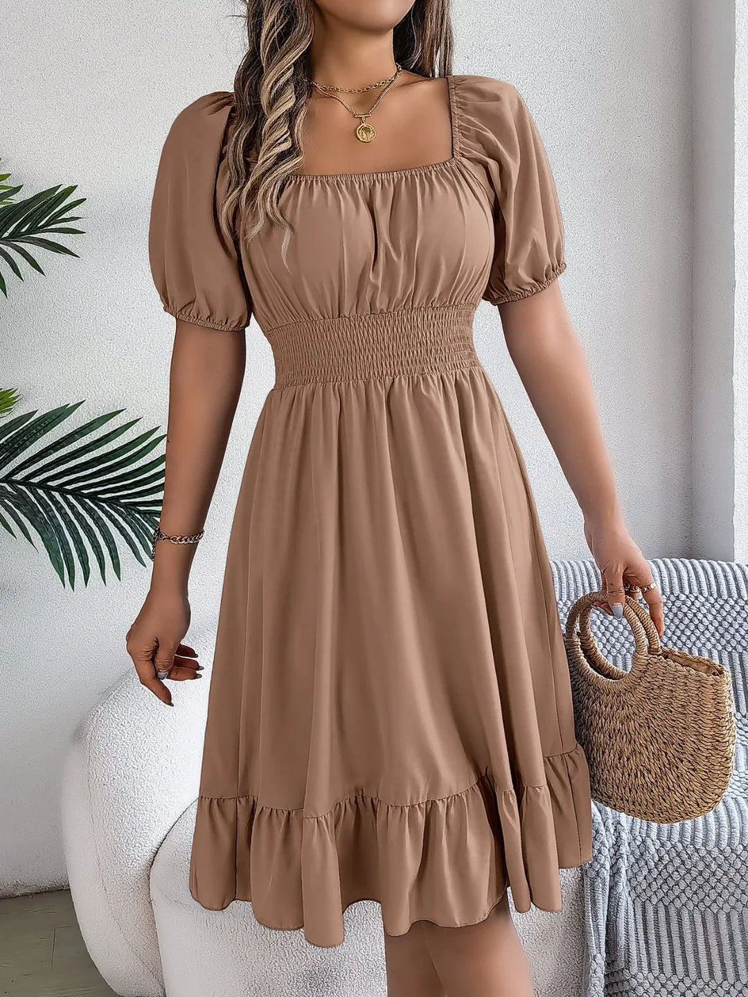 Elara Ruffled Waist A-Line Summer Dress