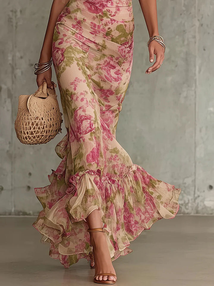Roselira Vintage Rose Maxi Dress