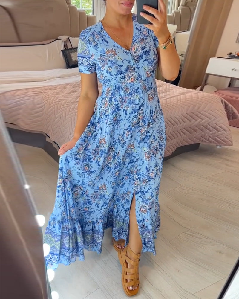 Amelira V-Neck Floral Dress