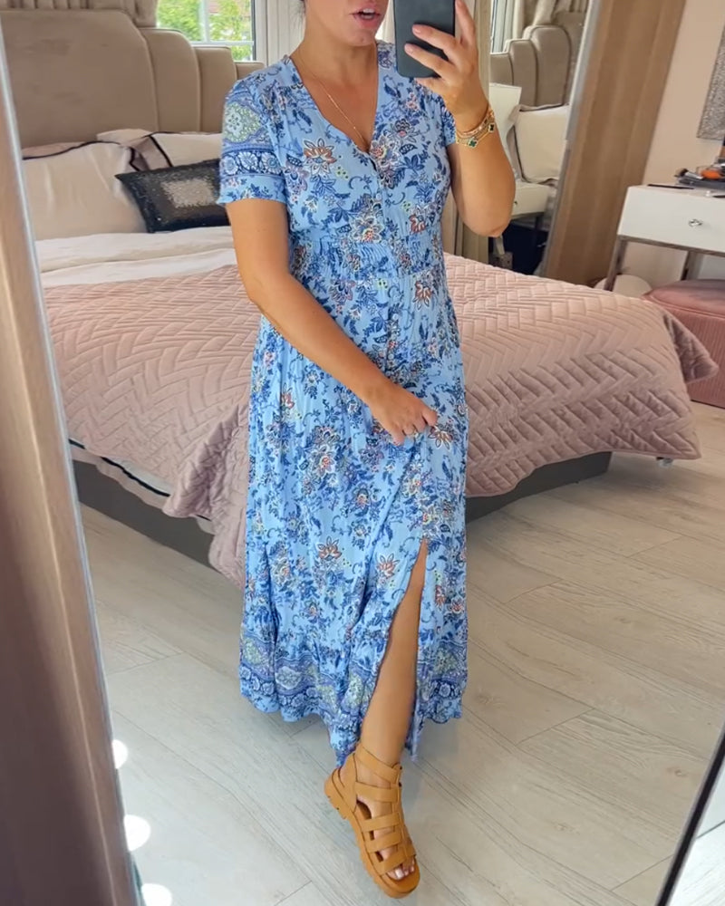 Amelira V-Neck Floral Dress