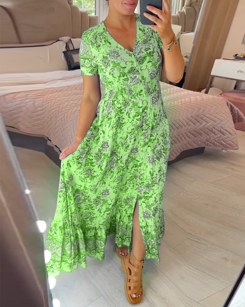 Amelira V-Neck Floral Dress