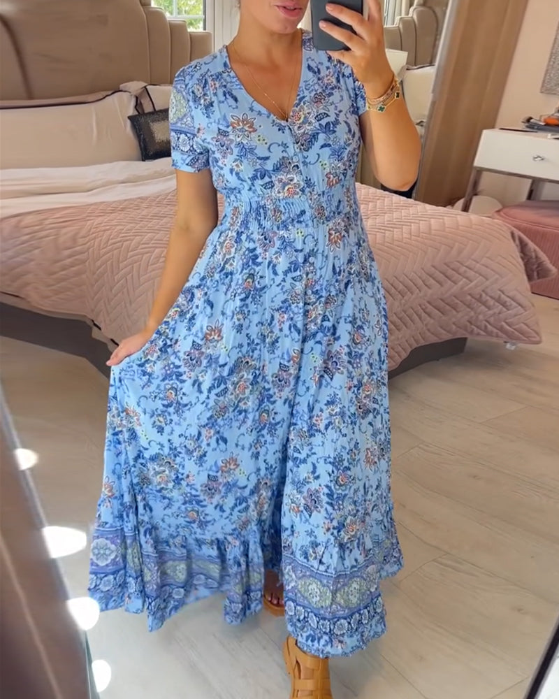 Amelira V-Neck Floral Dress