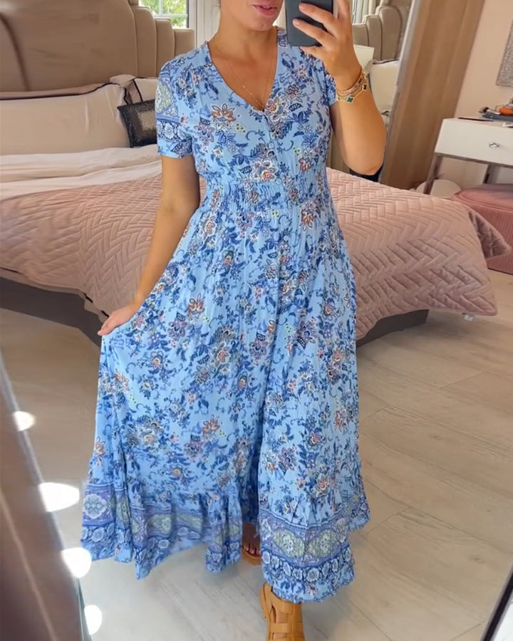 Amelira V-Neck Floral Dress