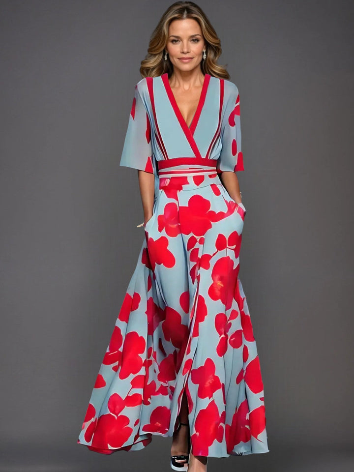 Amelira Floral V-Neck Maxi Dress