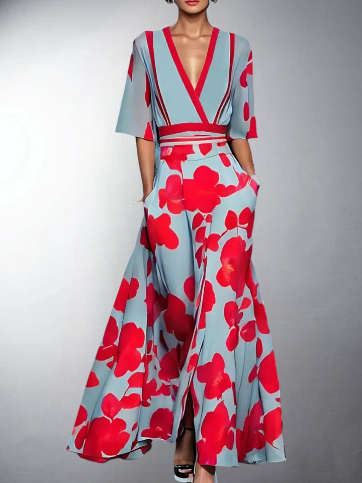 Amelira Floral V-Neck Maxi Dress